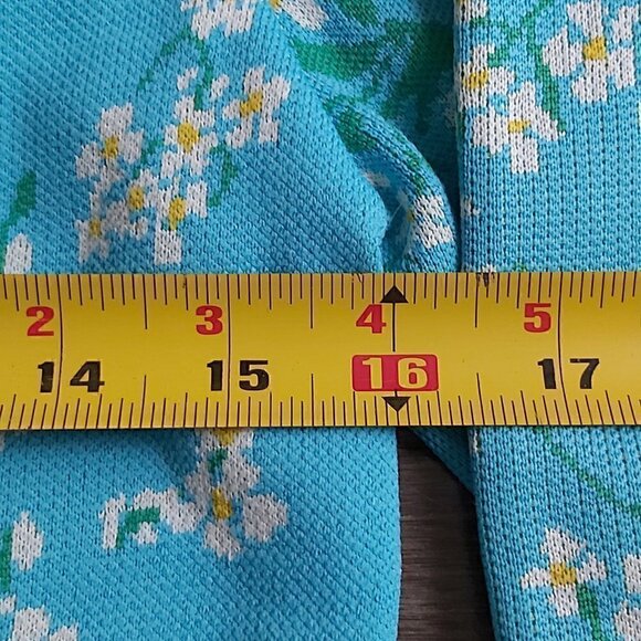 Savida Women's Light Blue Floral Ruched Shoulders Jersey Shirt - Size Small - Picture 3 of 8